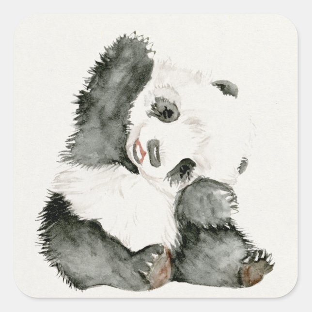 Baby Panda | Cute & Furry Square Sticker (Front)