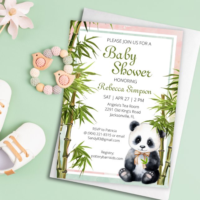 Baby Panda Gender Neutral Baby Shower Invitation (Creator Uploaded)