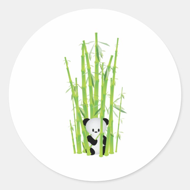 Baby Panda in Bamboo Forest Classic Round Sticker (Front)