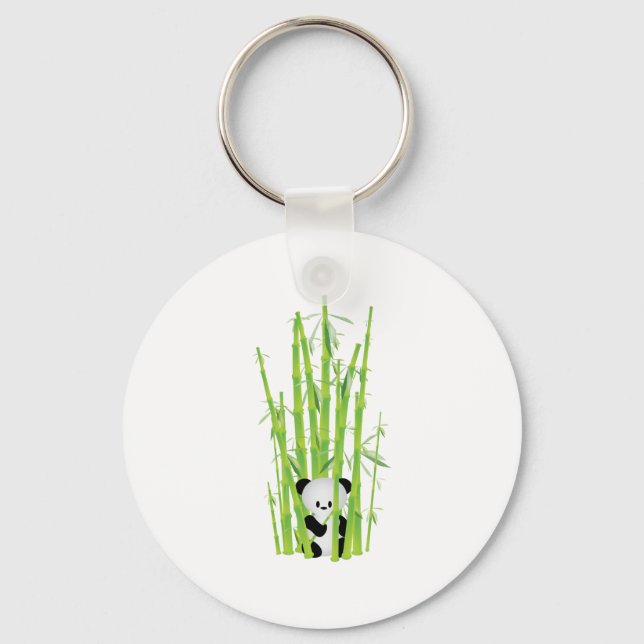 Baby Panda in Bamboo Forest Key Ring (Front)