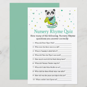 Baby Panda Nursery Rhyme Quiz baby shower game