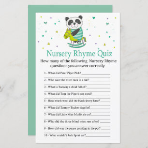 Baby Panda Nursery Rhyme Quiz baby shower game