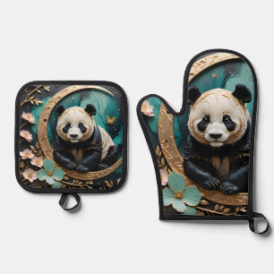 Baby Panda Oven Mitt & Pot Holder Set