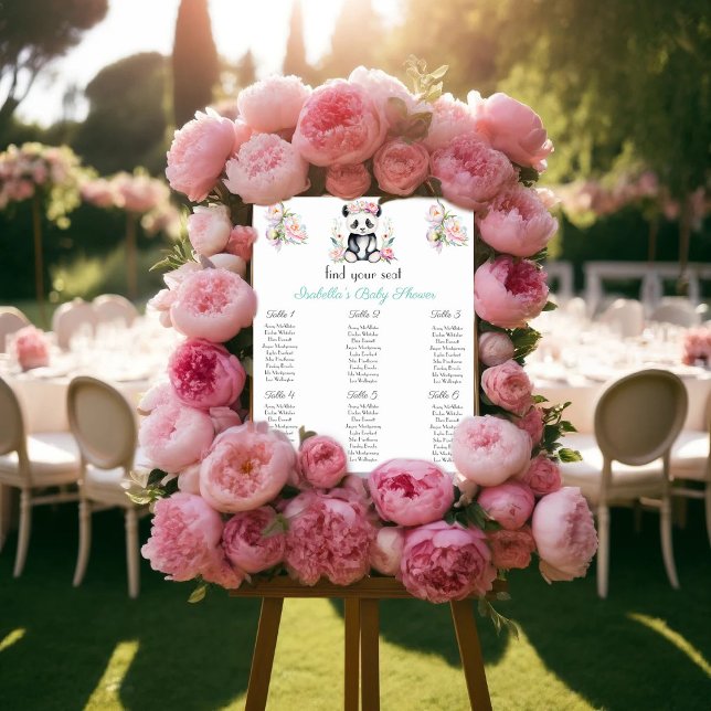 Baby Panda Peonies Jungle Baby Seating Chart (Baby Panda Seating Chart to enhance your celebration and simplify seat finding for your guests!)