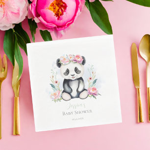 Baby Panda Peonies Jungle Baby Shower Napkin