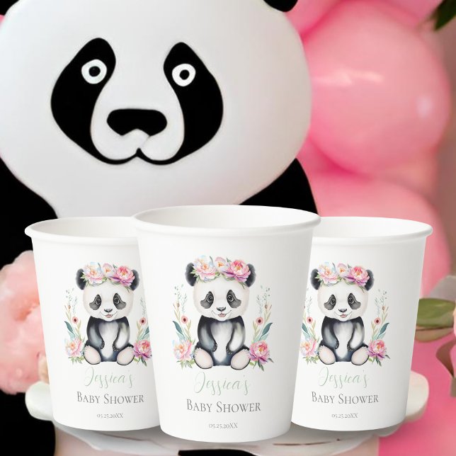 Baby Panda Peonies Jungle Baby Shower Paper Cups (Sip in style with our Baby Panda Peonies Jungle Paper Cups!)