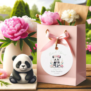 Baby Panda Peonies Jungle Baby Shower Thank You Favour Tags