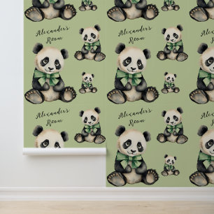 Baby Panda Personalised Jungle Wallpaper