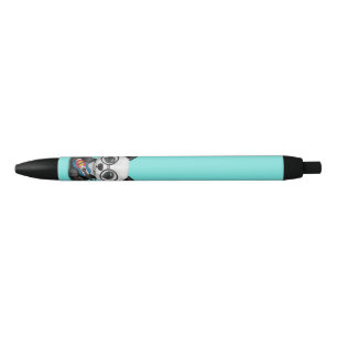 Baby Panda Playing Colorado Flag Guitar Black Ink Pen