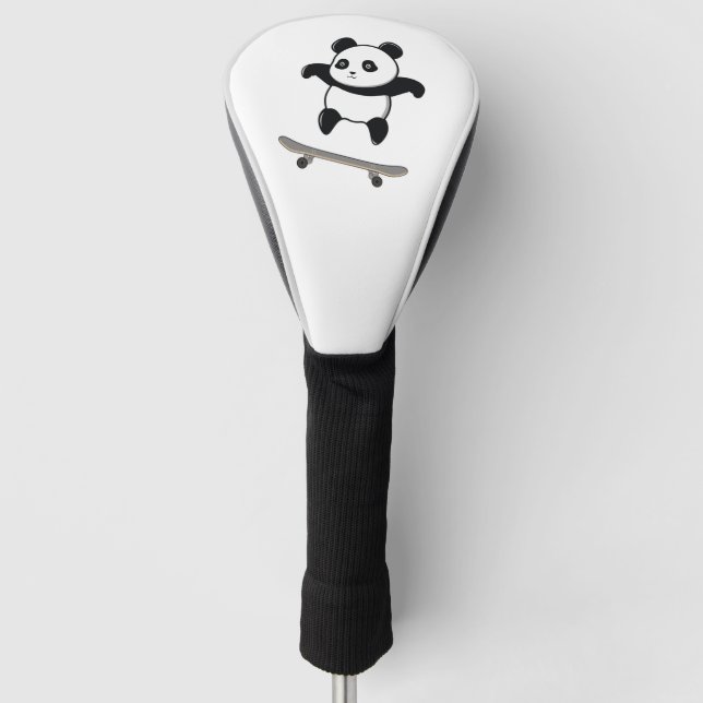 Baby Panda Skateboard Golf Head Cover (Front)
