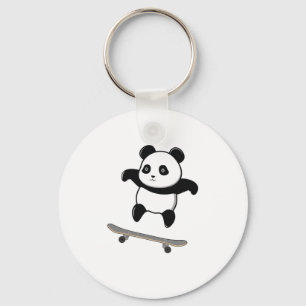 Baby Panda Skateboard Key Ring