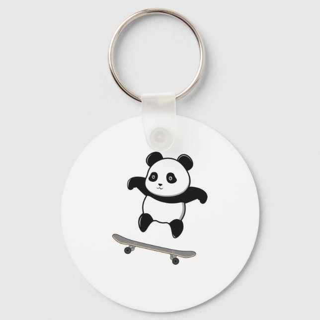 Baby Panda Skateboard Key Ring (Front)