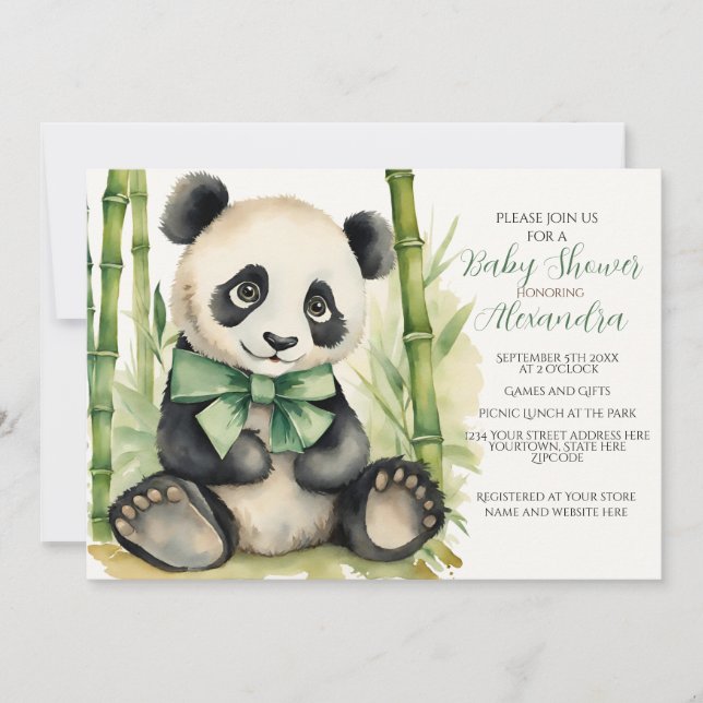 Baby Panda Unisex Bearly Wait Baby Shower Invitation (Front)