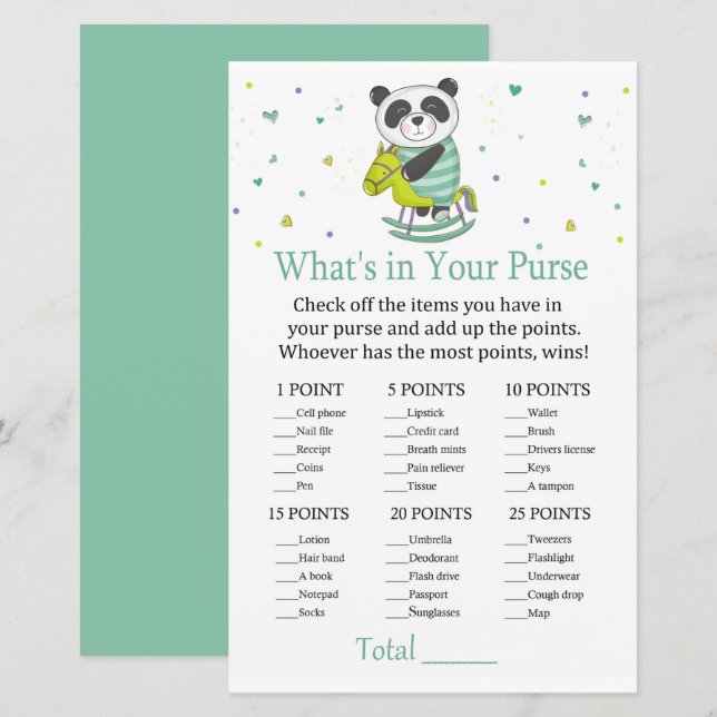 Baby Panda What's in your purse game (Front/Back)