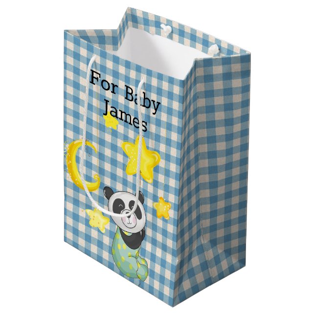 Baby Panda with Moon and Stars Wrapping Paper Medium Gift Bag (Front Angled)