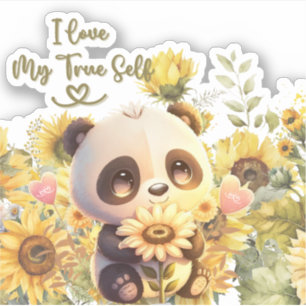 Baby Panda With Sunflower Sticker