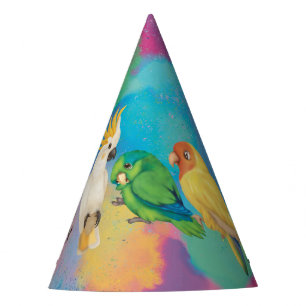 Baby Parrots Wild One with space birds Party Hat