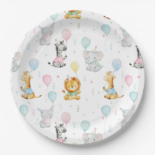 Baby Party Animals Cute Birthday Paper Plate