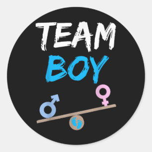 Baby Party Gender Reveal Party Team Boy Funny Gend Classic Round Sticker
