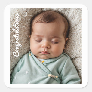 baby party photo congraulations square sticker