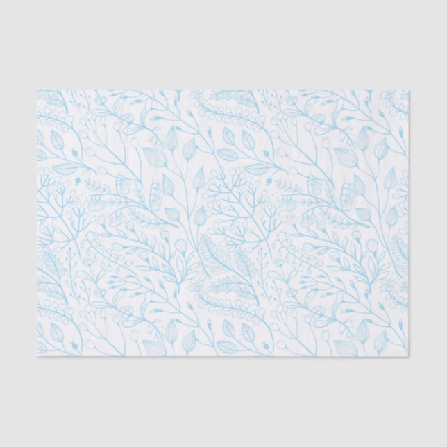 Baby Pastel Light Blue Floral Elegant Wedding   Tissue Paper (Front)