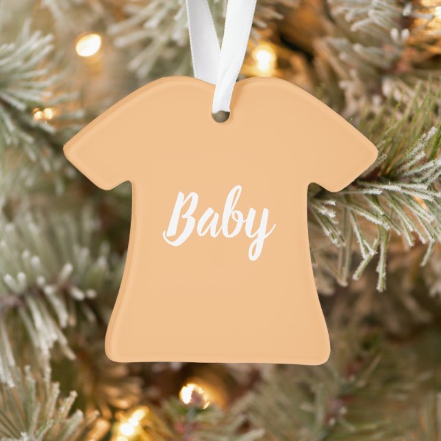 Baby pastel orange white cute script Christmas Ornament (Tree)