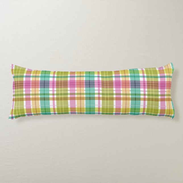 Baby Pastel Plaid Pink Blue Green Body Cushion (Front)