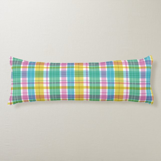 Baby Pastel Plaid Pink Blue Green Body Cushion (Front)