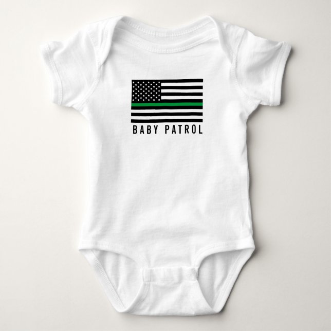 Baby Patrol Thin Green Line American Flag Bodysuit (Front)