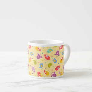 Baby pattern with cute birds espresso cup