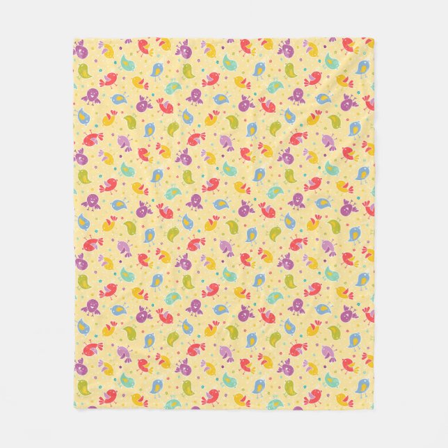 Baby pattern with cute birds fleece blanket (Front)