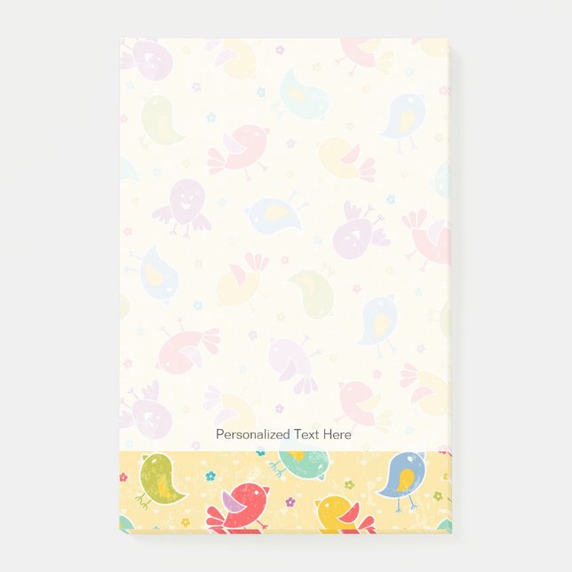 Baby pattern with cute birds post-it notes (Front)