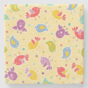 Baby pattern with cute birds stone coaster