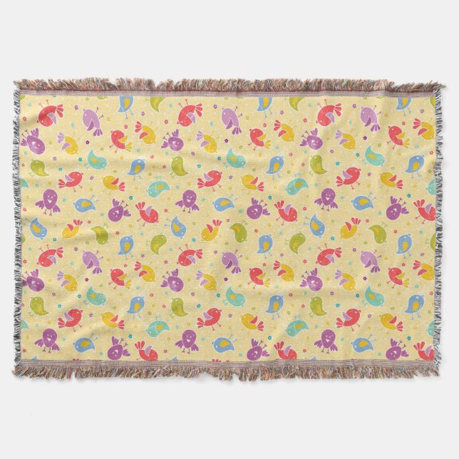 Baby pattern with cute birds throw blanket (Front)
