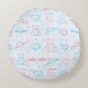baby pattern with teddy bear round cushion