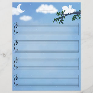 Baby Pegasus Piano Music Stationary Grand Staff