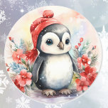 Baby Penguin at Christmas Cute Classic Round Sticker<br><div class="desc">Baby Penguin at Christmas Cute Classic Round Sticker</div>