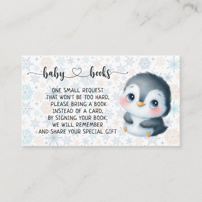 Baby Penguin Baby Shower I Birthday  Enclosure Card (Front)