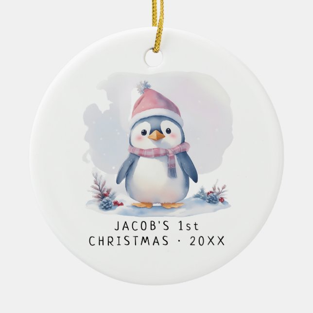 Baby Penguin| Baby's First Christmas Ceramic Ornament (Front)