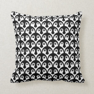 Baby Penguin Black and White Throw Pillow