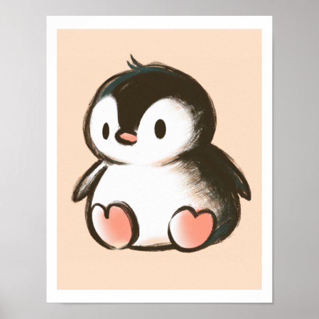 Baby Penguin - Cute Art Print For Nursery (Front)