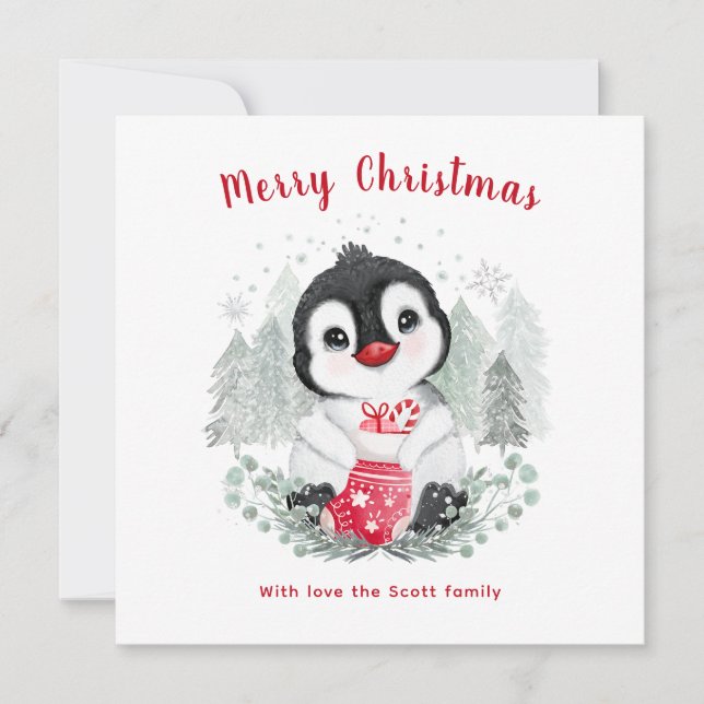 Baby Penguin Cute Christmas card (Front)