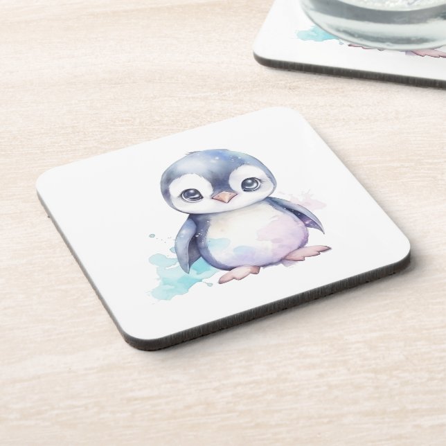 Baby Penguin Hard plastic coaster (Left Side)