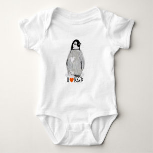 Baby Penguin heart I Love dad t shirt vest sleeper