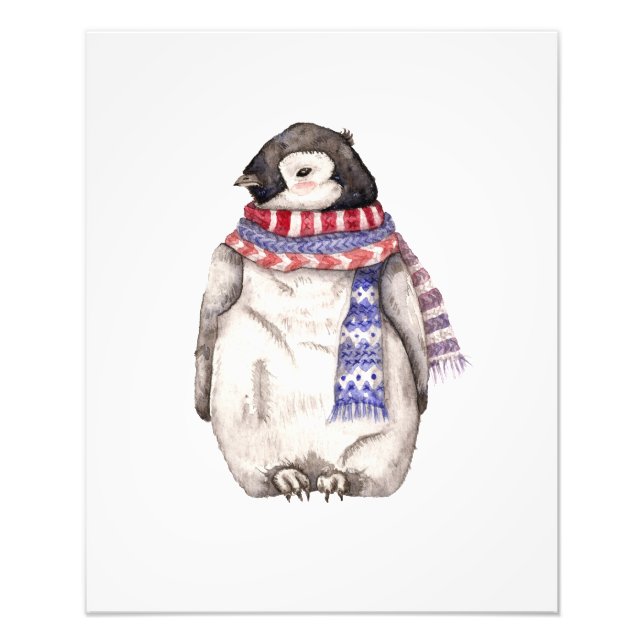 Baby Penguin in Scarf Photo Print (Front)