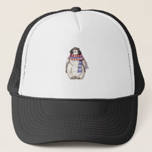 Baby Penguin in Scarf Trucker Hat