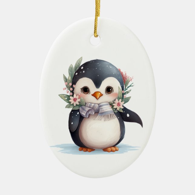 Baby Penguin Ornament – Cute Winter Holiday  (Front)