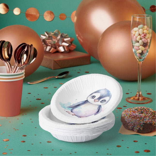 Baby Penguin Paper Bowls Plate (Multi)