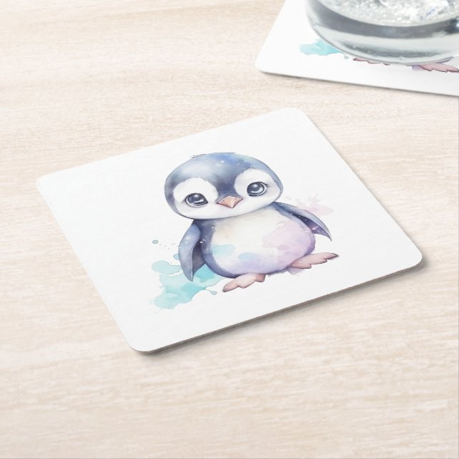 Baby Penguin Paper Coaster (Angled)