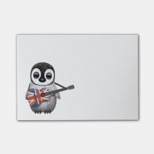 Baby Penguin Playing British Flag Guitar Post-it Notes
